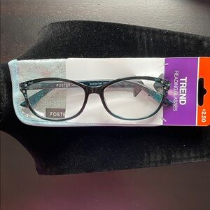 Foster Grant Blue and Black Reading Glasses +2.50